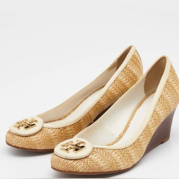 Tory Burch Shoes - Tory Burch Sally Raffia Straw wedges Like New!